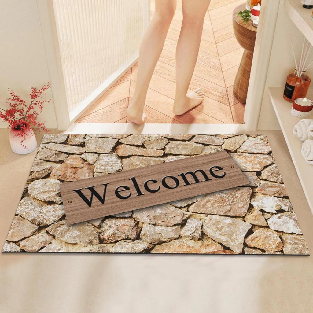 Welcome with Hearts Non-Slip Door Mat Durable and Waterproof Floor Mat for Entryway or Bathroom Soft and Decorative