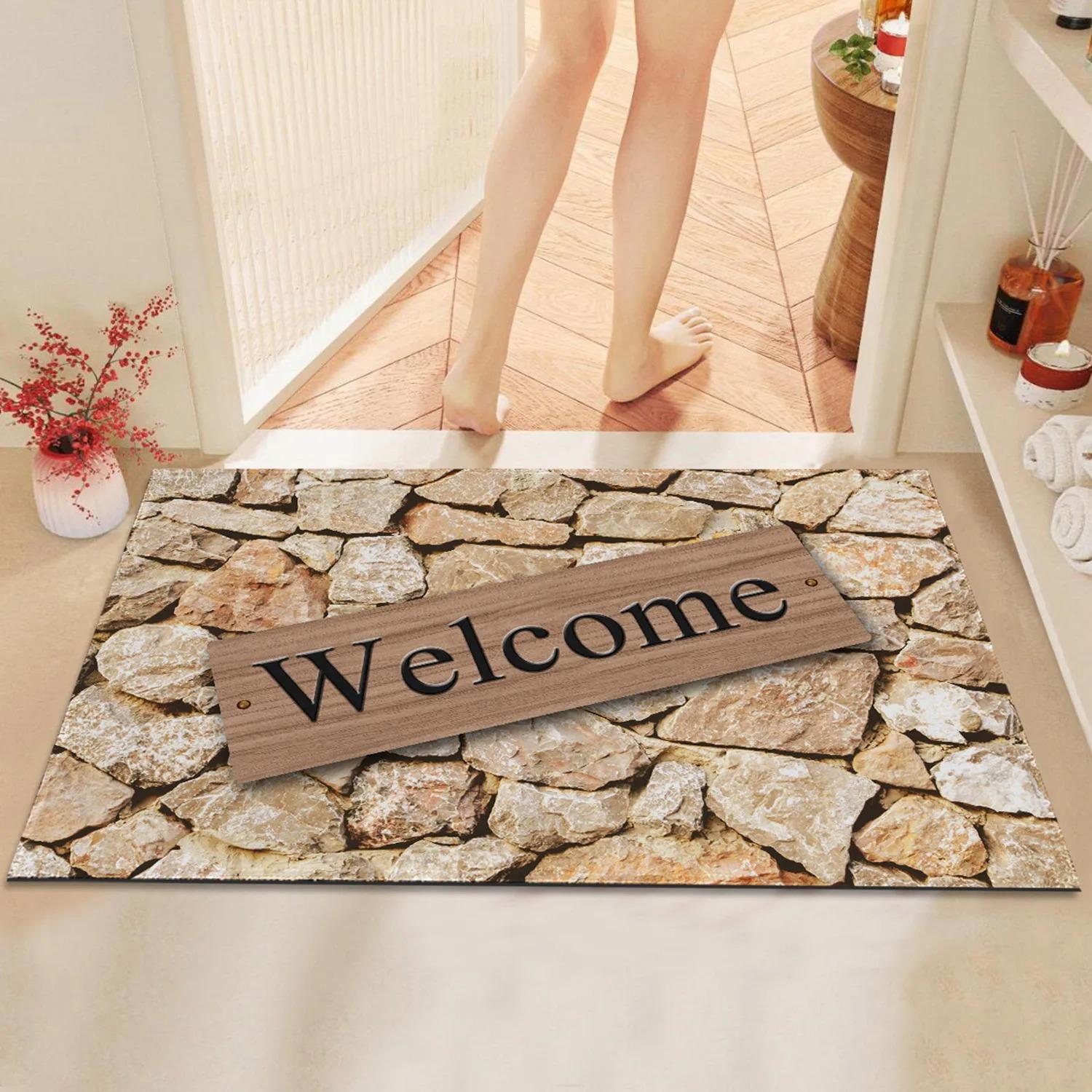 

Welcome with Hearts Non-Slip Door Mat Durable and Waterproof Floor Mat for Entryway or Bathroom Soft and Decorative 40x60cm