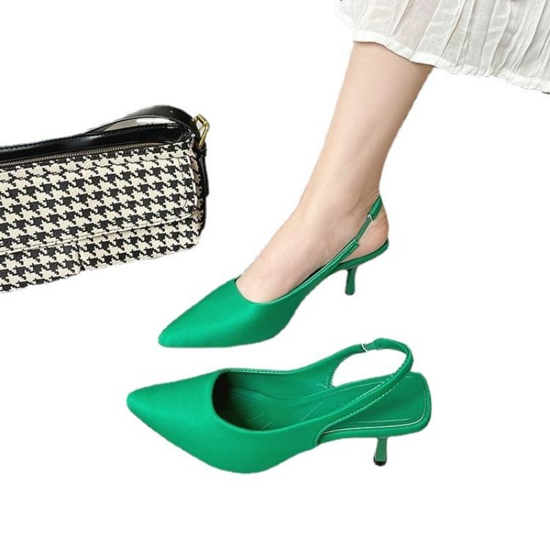 Women's Shoes High-heeled Sandals Bag Head Empty Rear Strap New Shallow Pointed Single Shoes Stiletto High Heels Women