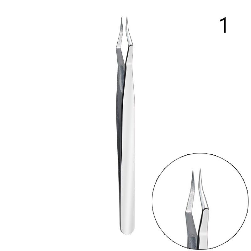 Anti-Slip Stainless Steel Lash Extension Tweezers Curved Tip Straight High Precision for Nail Art Makeup Beauty Tools