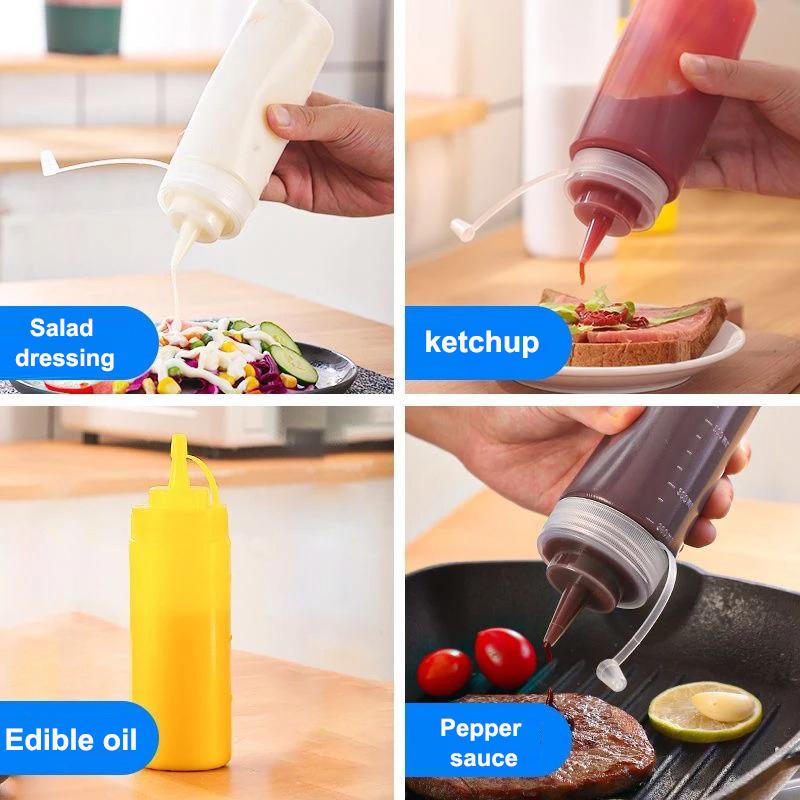 240-720MLCondiment Squeeze Bottles Kitchen  Sauces Olive Oil Bottles Ketchup Mustard Dispensers Kitchen Accessories Gadgets