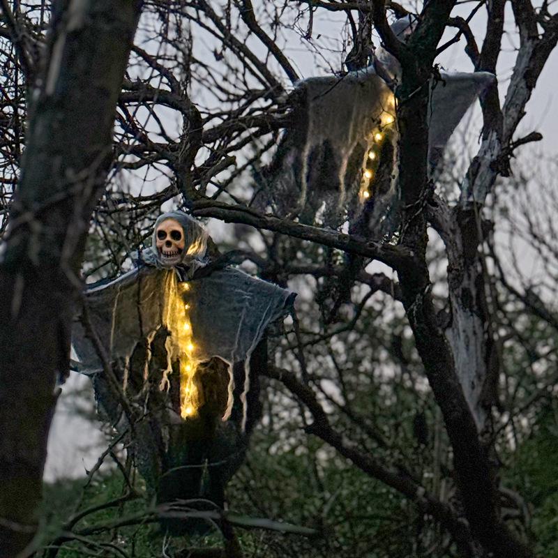 Halloween LED Ghost Skeleton String Lights - Outdoor Hanging Decorations for a Spooky Atmosphere
