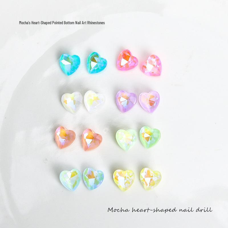 

Peach Heart Mocha Rhinestone Nail Art Decorations - Glass Pointed Bottom DIY Accessories 20 pieces/bag