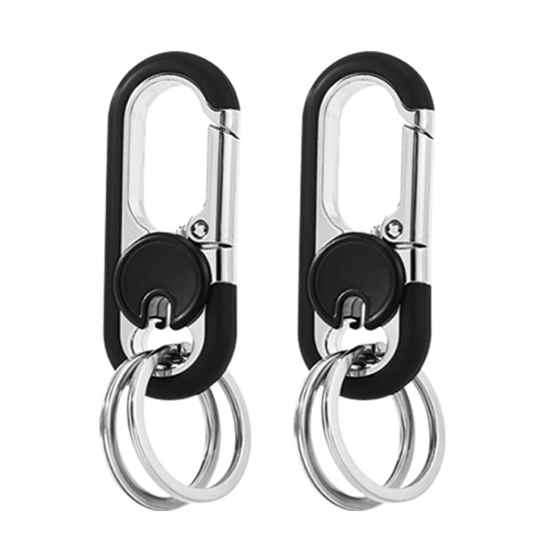 Men Keychain Hook Stainless Steel Buckle Bottle Opener Carabiner Climbing Tool Double Ring Car Fishing Key Ring Car Accessories