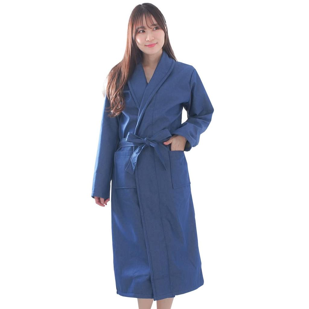Origin Life Denim After a Hot Long With Waist Wearable With Large Baby Shower 3 Colors to Choose Blue Bathrobe, Loungewear, Pajamas, Roomwear,