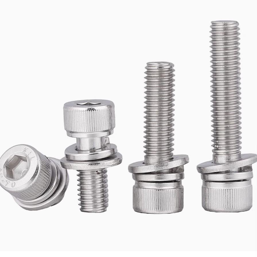 LINK CNC M3 304 Stainless Steel Hex Socket Screw Set with Flat and Spring Washers