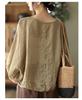 European Batwing Sleeve Cotton-Linen Top - Plus Size, Loose Fit, Tummy-Hiding, Spring/Summer Women's Fashion