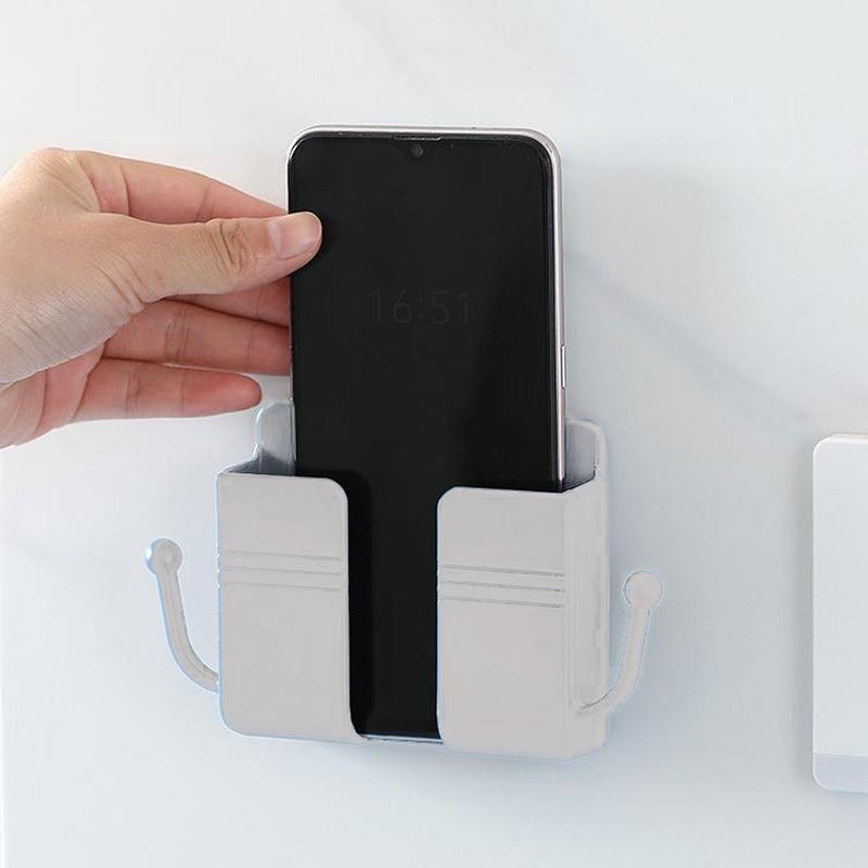 Wall Mount Phone Holder, Phone Stand For Bed, Wall Mounted Shower Phone Holder Remote Control Holder With Hooks