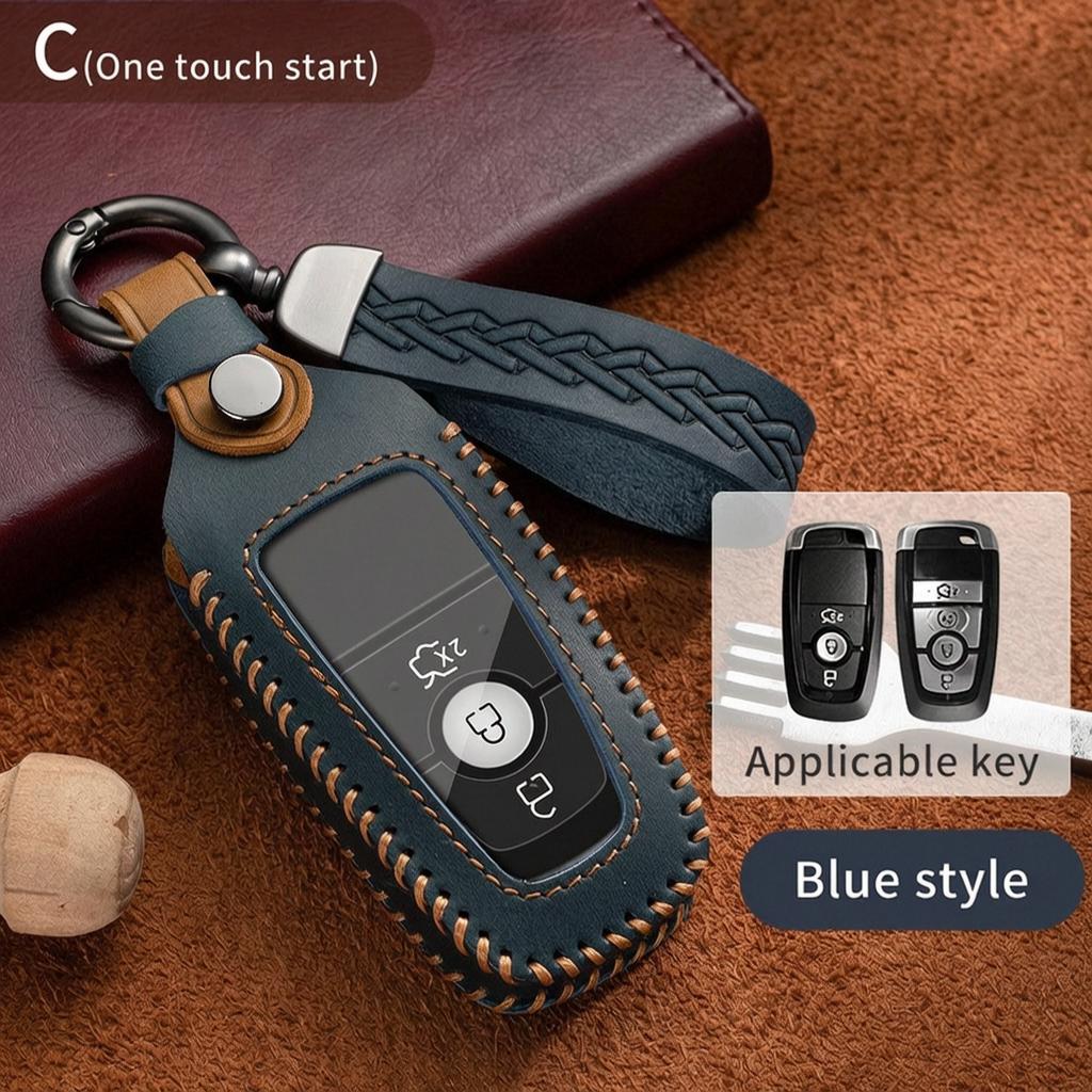 Leather Smart Key Cover For Ford Focus C346 Mondeo Cd391 Escape Cx482 Explorer U625 Mustang S550 Edge Cd539 Lincoln Mkz Key Case