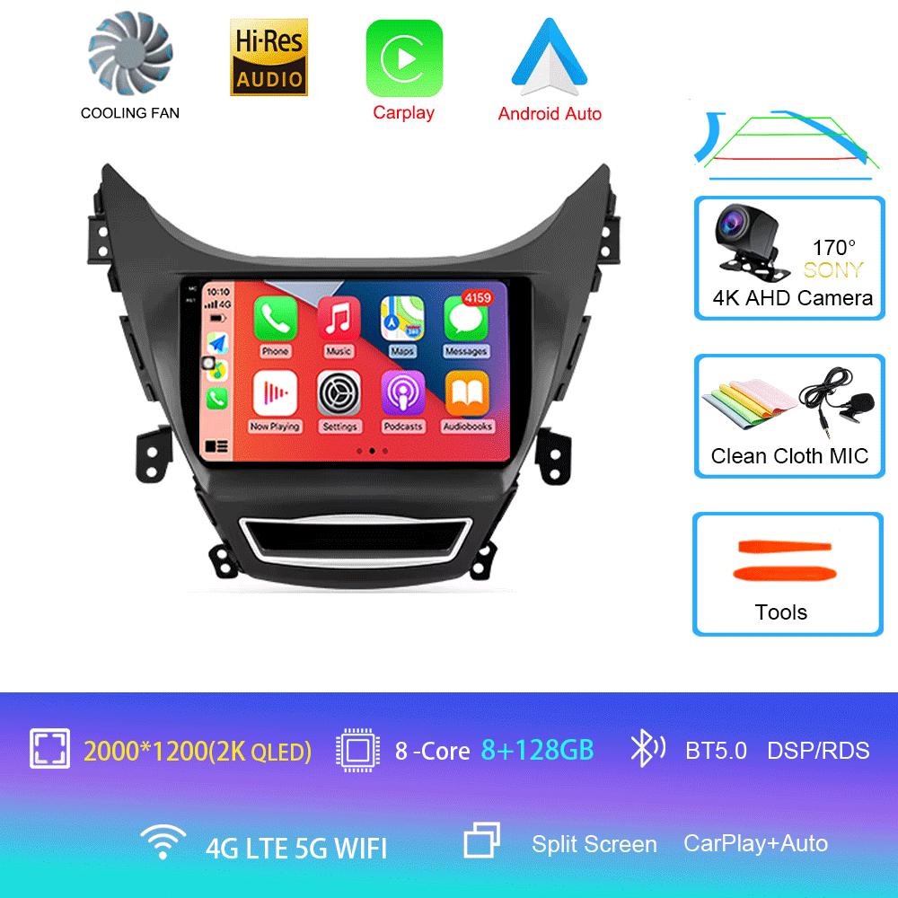 Car Radio Android 14 Carplay Auto For Hyundai Elantra I35 2011 2012 2013 2014 2015 2016 Multimedia Player WIFI+4G BT 2Din Stereo