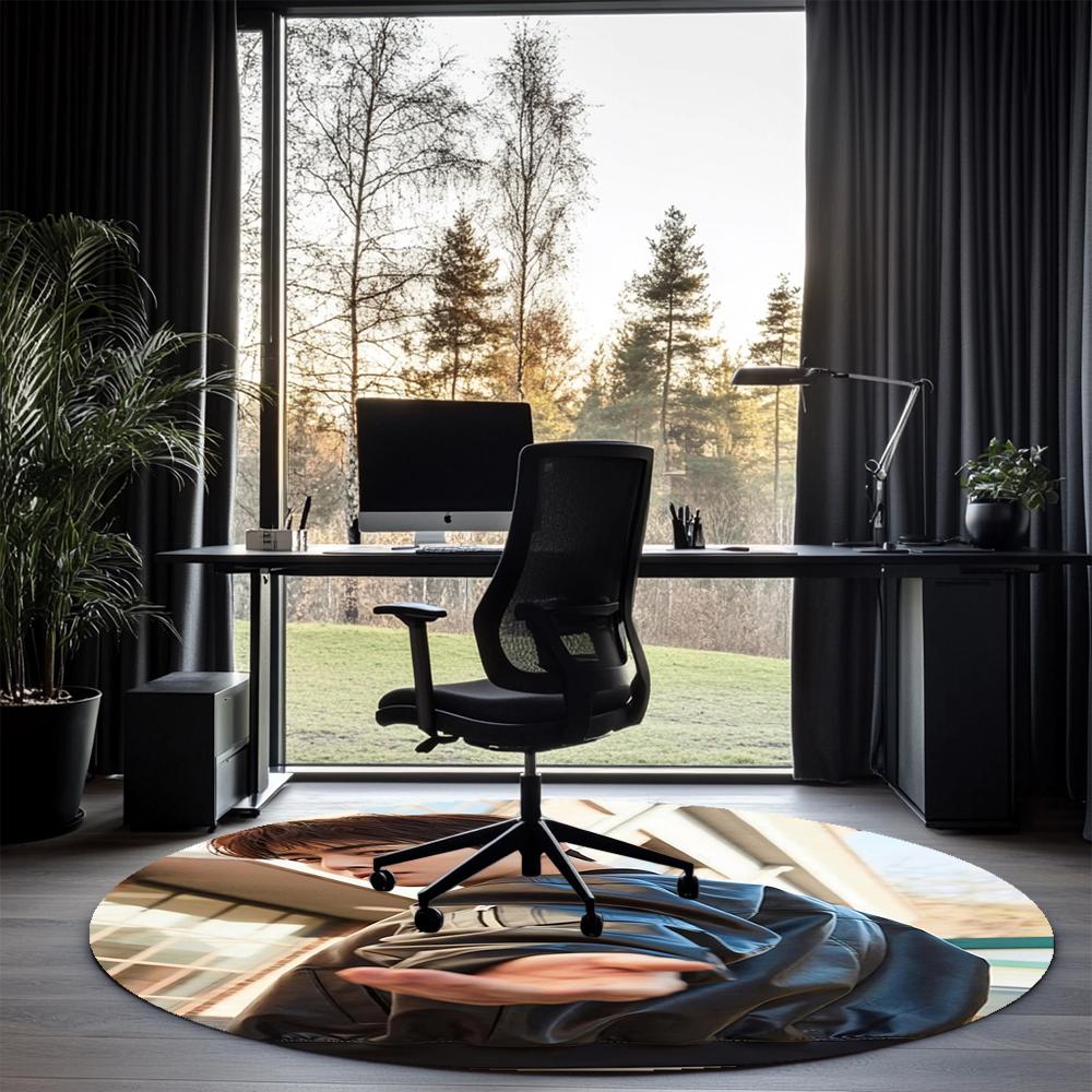 Cha Eun Woo Printed Round Rug Carpet Chair Rug Area Rug Entryway Doormats,for Office Chair Living Room Bedroom Kitchen Room.