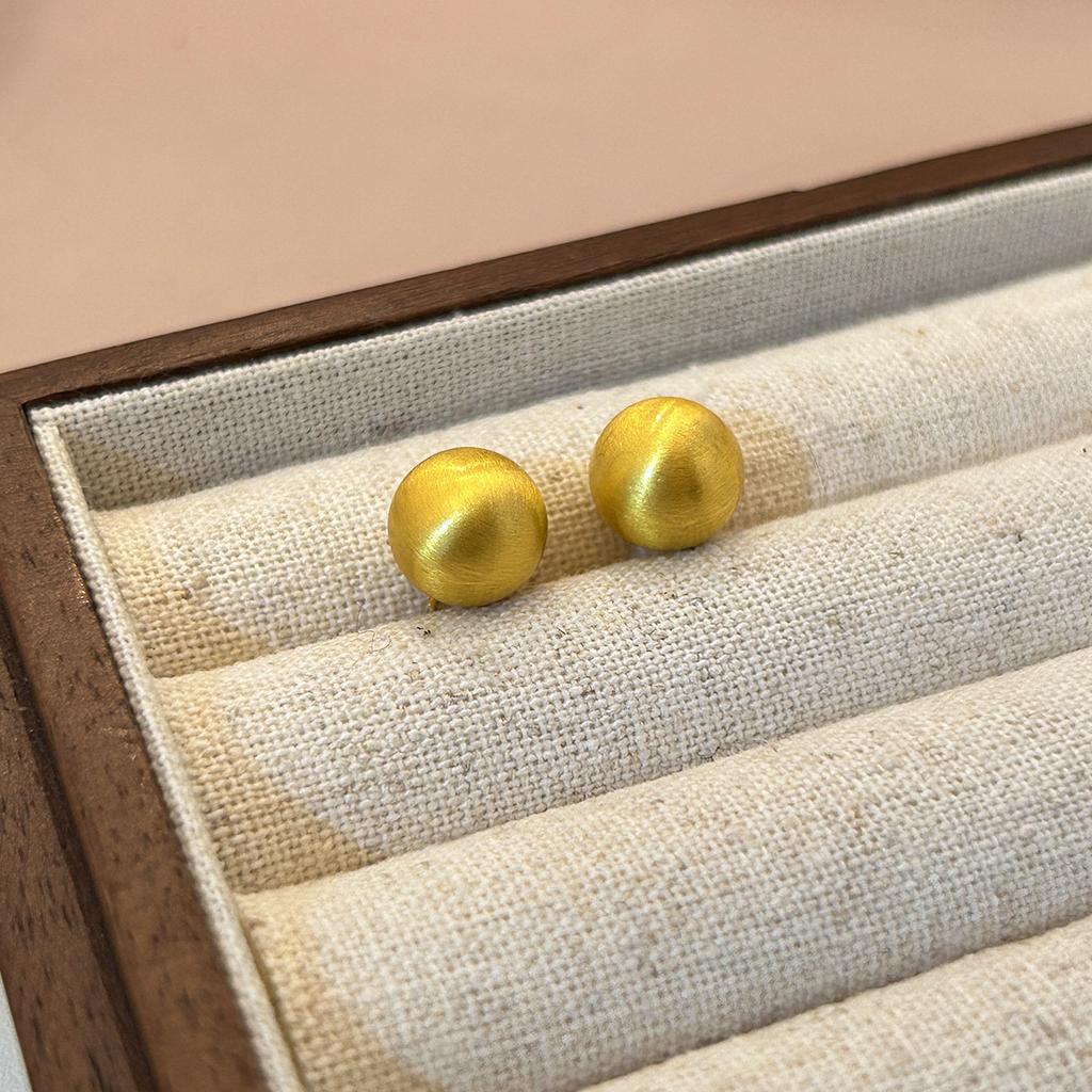 Retro Metal Temperament Earrings Fashion High Sense Matte Brushed Ball Earrings Women