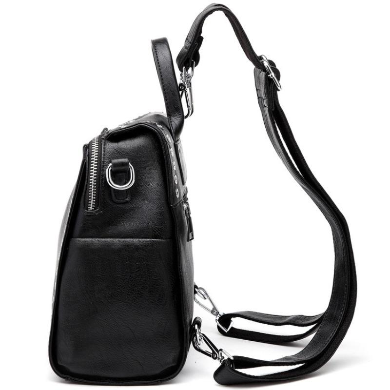 Luxury Women Genuine Leather Backpack Rivet Multifunctional Shoulder Bag Female Retro Travel Bag Teenage Girls Fashion Schoolbag