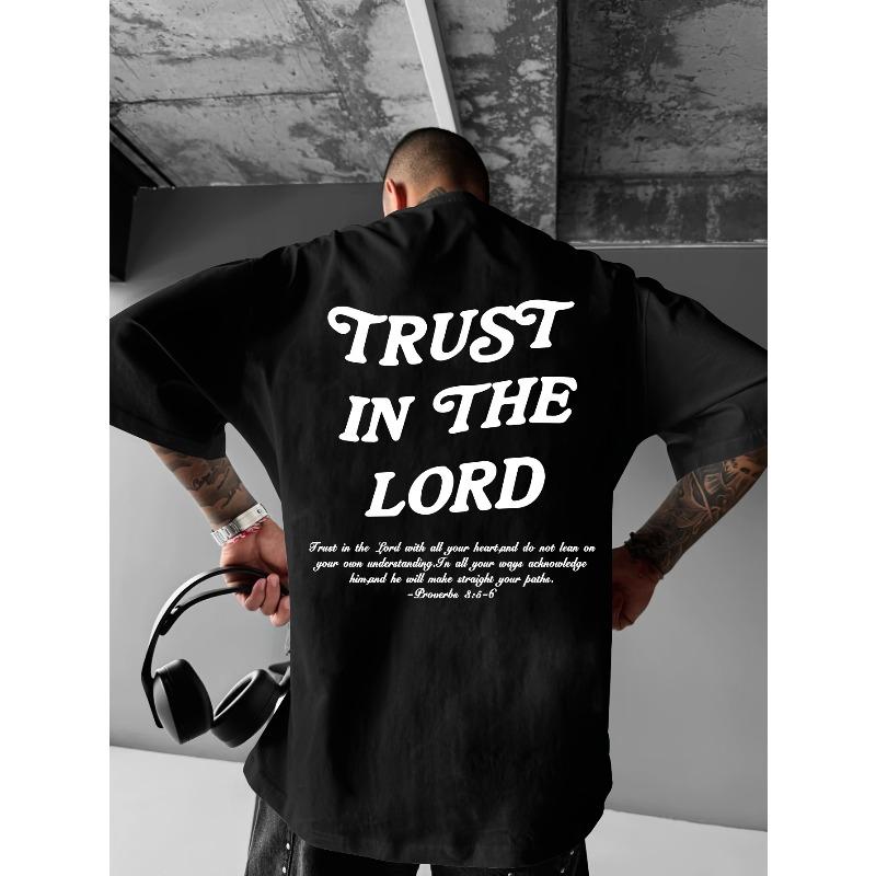 Men s Fashion Creative Design Trust Print Casual Versatile Summer Short-Sleeve T-Shirt S чёрный