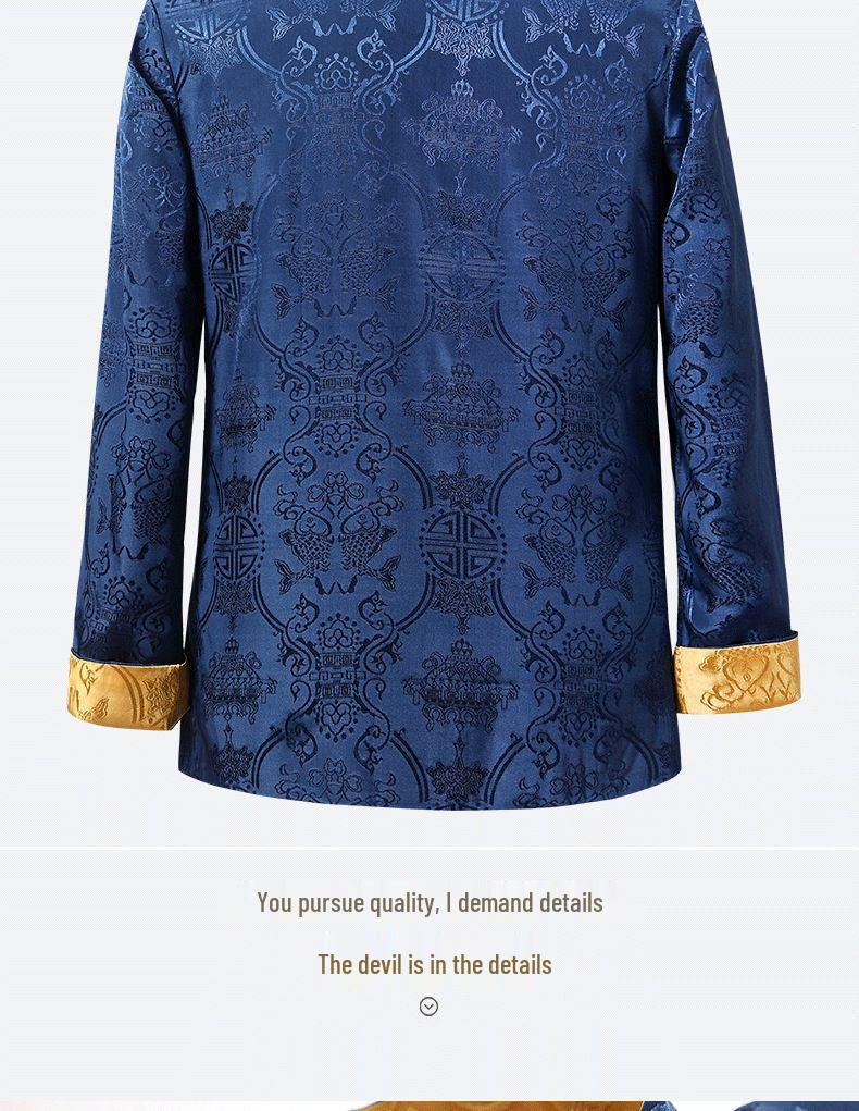 Men's Reversible Tang Suit Jacket - Spring/Autumn Casual Hanfu for Dad and Grandpa