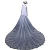 European Style Sequin Lace Long Train Bridal Veil with Blusher