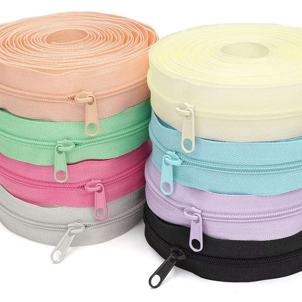 No. 3 & 5 Macaron Color Nylon Zipper for Duvet Covers, Pillowcases, Canvas Bags, Makeup Bags, & DIY Pencil Cases with Fine Teeth.