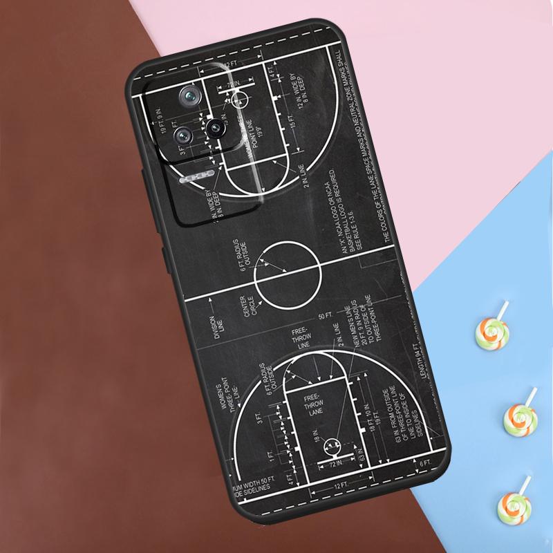 Basketball Court Diagram Case For Xiaomi 13T 14 Pro 11T 12T 12 13 Lite POCO X6 X3 X4 X5 Pro F3 F5 M5s M6 Pro Cover