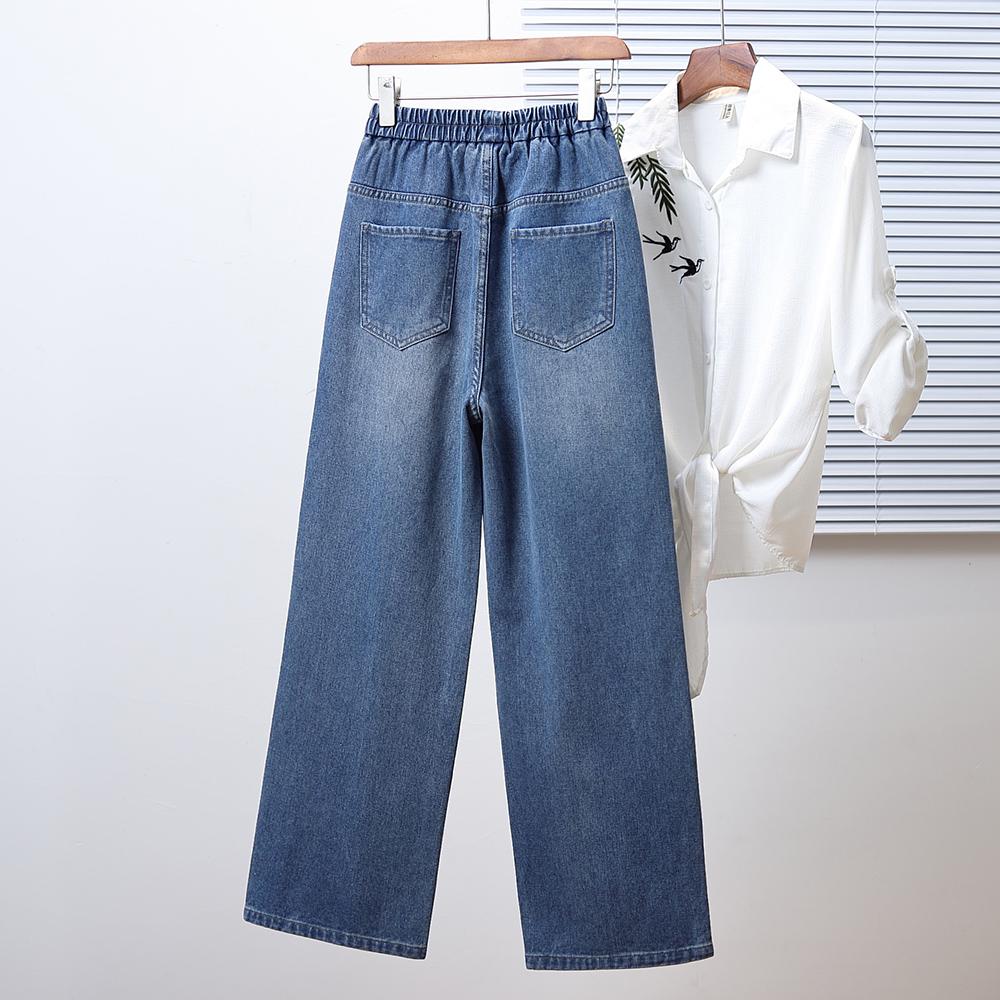 DIMANAF 2025 Plus Size Autumn Women Jeans Pants Denim Female Elastic Basic Blue High Waist Trousers Oversize Fashion New Pants 5XL