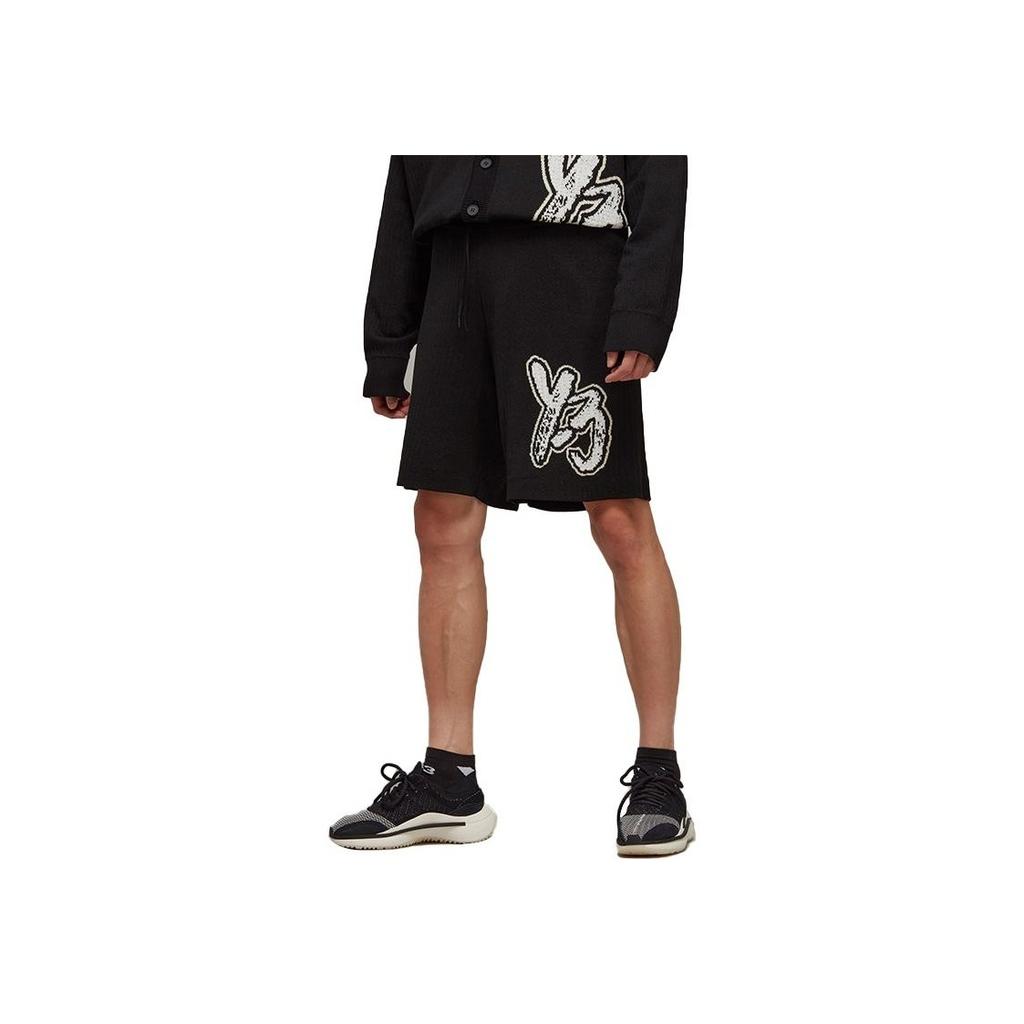 Y-3 Pattern Printed Elastic Waist Straight Leg Shorts Men Shorts Black H44808