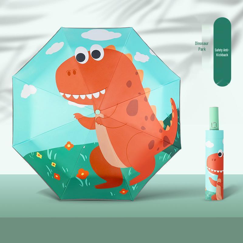 Children's Cute Print Auto Safety Anti-Rebound UV Protection Folding Parasol
