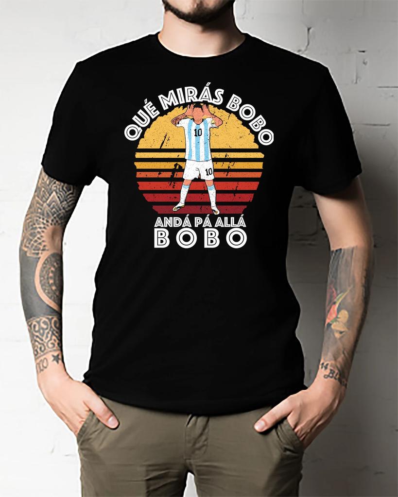T-shirt da uomo e da donna Messi Que Miras Bobo Argentina Calcio Coppa del Mondo Qatar 2022 Mira