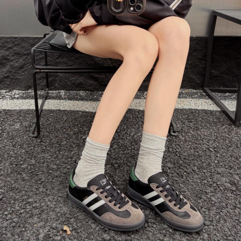 Leather Retro Inner Height Increase Black Women's New Versatile Casual Sports Shoes