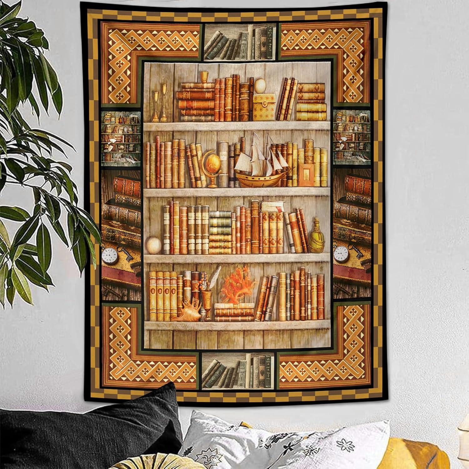Tapestry Bookshelf Large Vintage Book 75x100