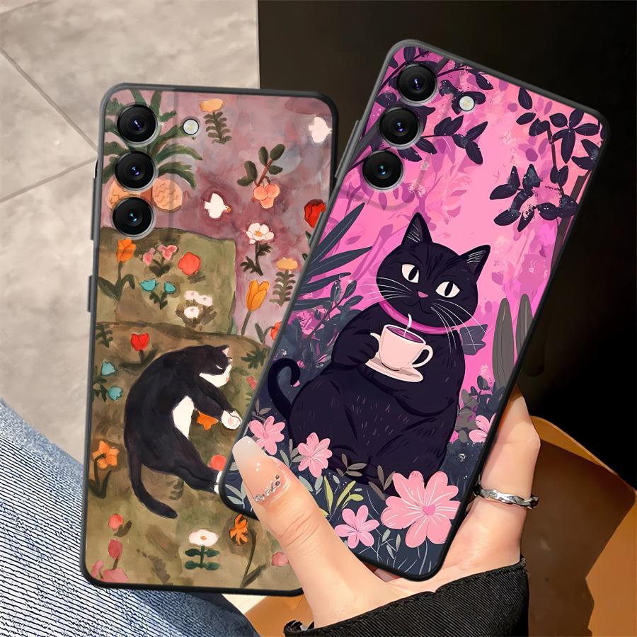 Soft Phone Cover Case for Samsung Galaxy A24 A55 A51 A73 A35 A26 A72 A32 A41 A25 A71 A36 A22 A52 A23 A53 Cartoon Cute Cat