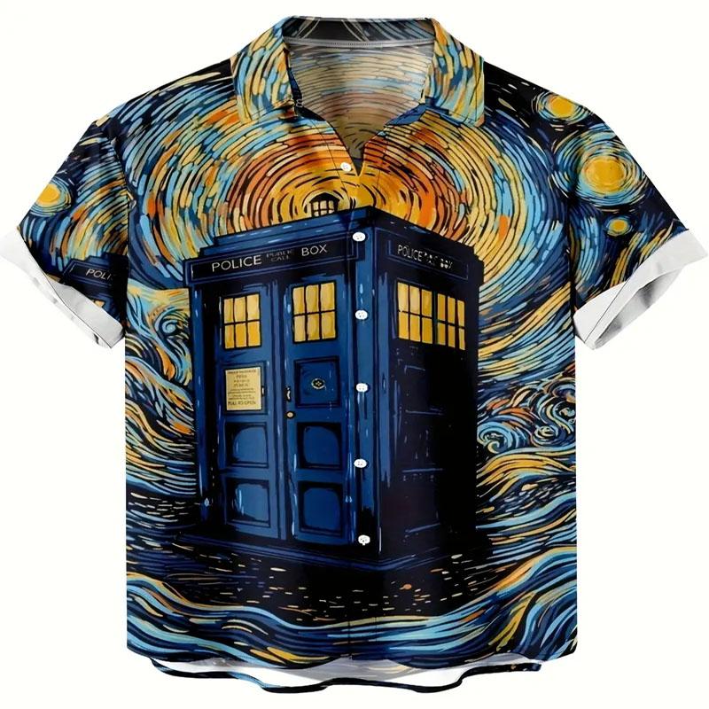 

Мужская рубашка с узором рубашка гавайская рубашка с лацканами веселый городской принт короткий рукав на пуговицах одежда модный дизайнер повседневный дышащий 5XL