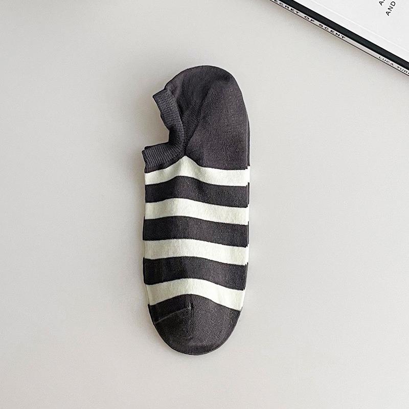 Men's Spring and Summer Thin New Stripe Sports Leisure Breathable Low Top Socks