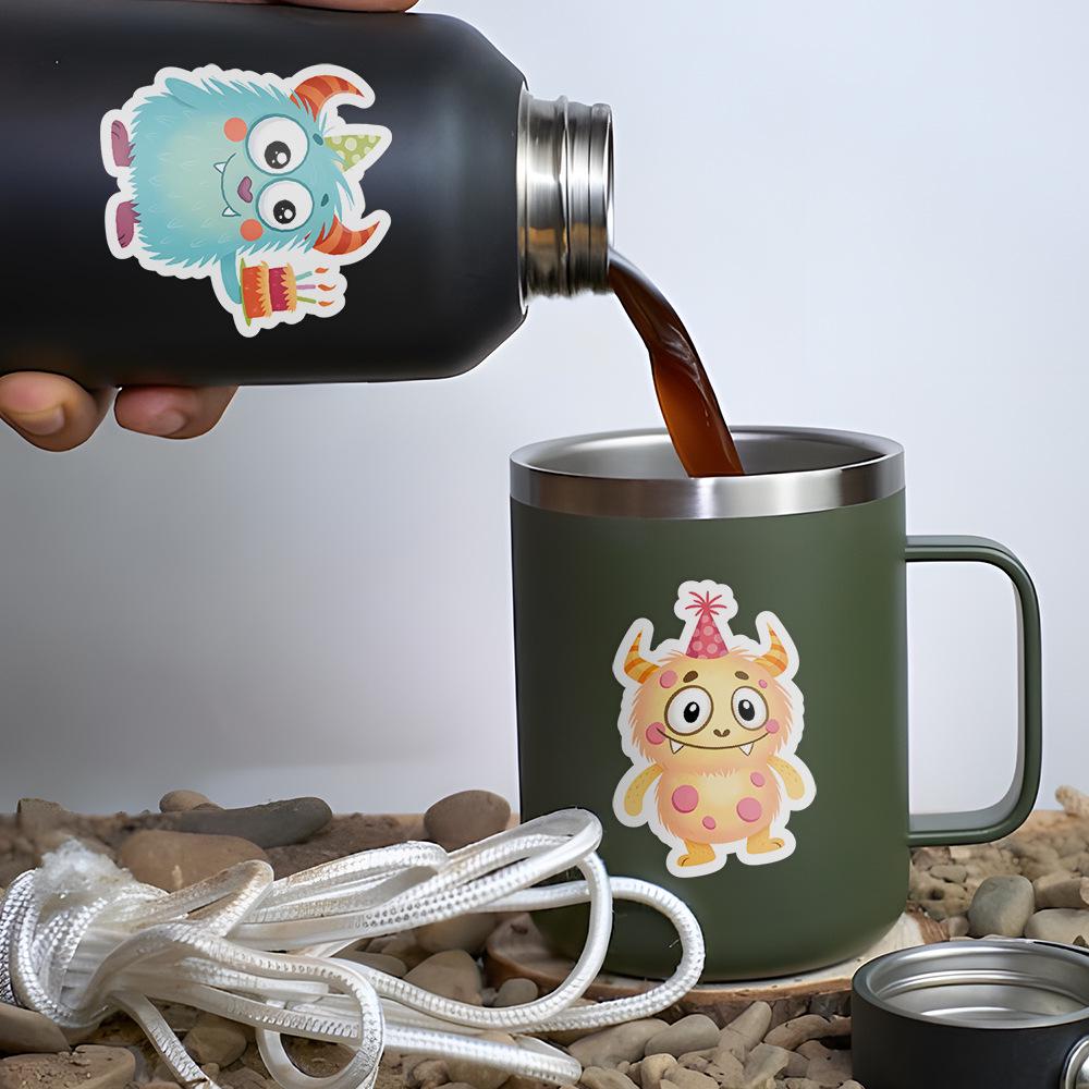 50 Cute Big-Eyed Animal Stickers - Waterproof, Decorative for Water Bottles & Phones