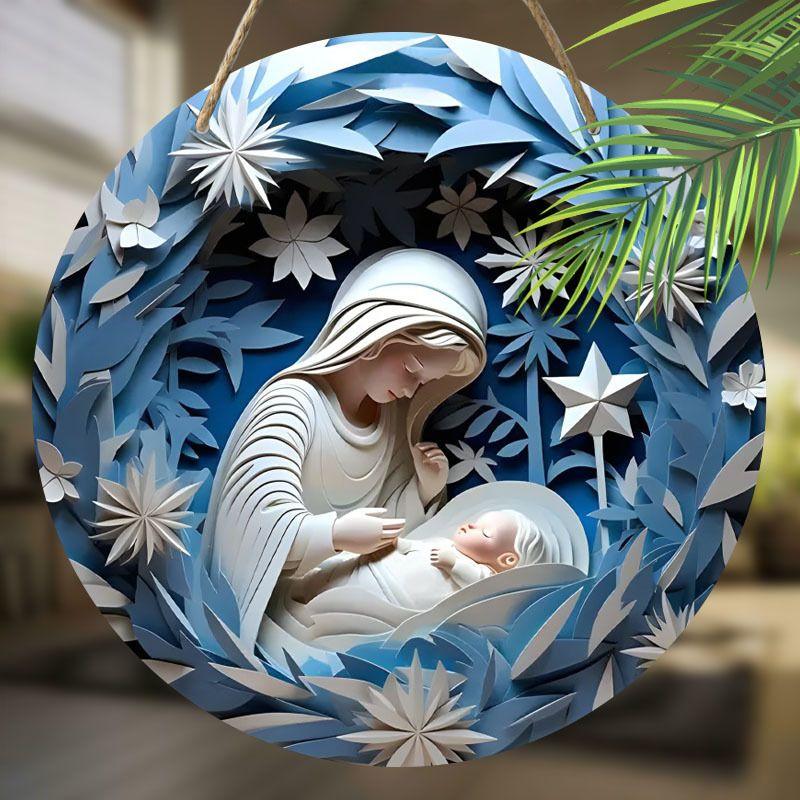 Holy Night Nativity Scene Pendant, Decoration of Home Walls or Doors, 2d Flat Wooden, Christmas Decoration, Gifts for Friends and Family