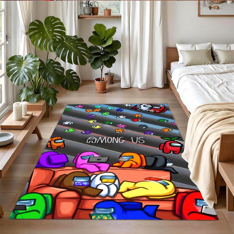Anti‑Slip Crystal Velvet Floor Rug, Among Us Design Carpet for Indoor Living Bedroom Home Decoration