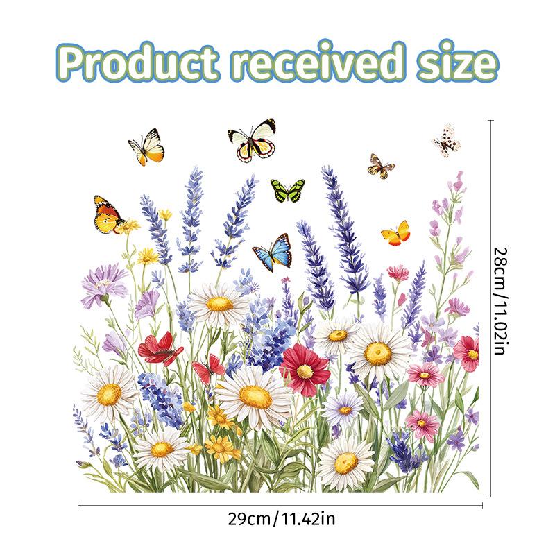 

Креативные декоративные наклейки на окна с цветами, наклейки на витрину магазина с растениями, цветами, наклейки на стеклянную дверь, наклейки на балкон, статическое электричество Color flower butterfly (no bag)