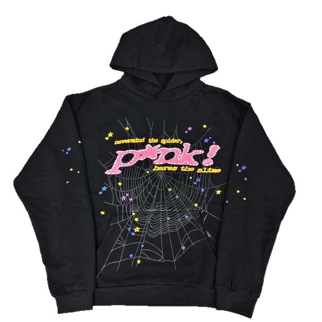 Hanorac Bărbătesc Greu cu Imprimeu Pânză de Păianjen - Trendy, Croială Largă cu Plus de Catifea