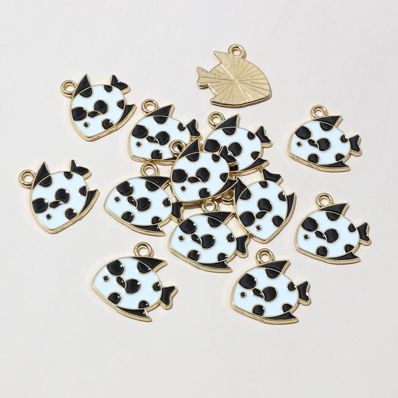 20pcs Enamel Fish Charms Pendant 15x14mm DIY Jewelry Making Accessories Findings for Earrings Necklace Bracelets Crafts