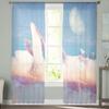 Starry Sky Whale Star River Clouds Bedroom Transparent Sheer Curtains Holiday Decoration Window Voile Tulle Curtain