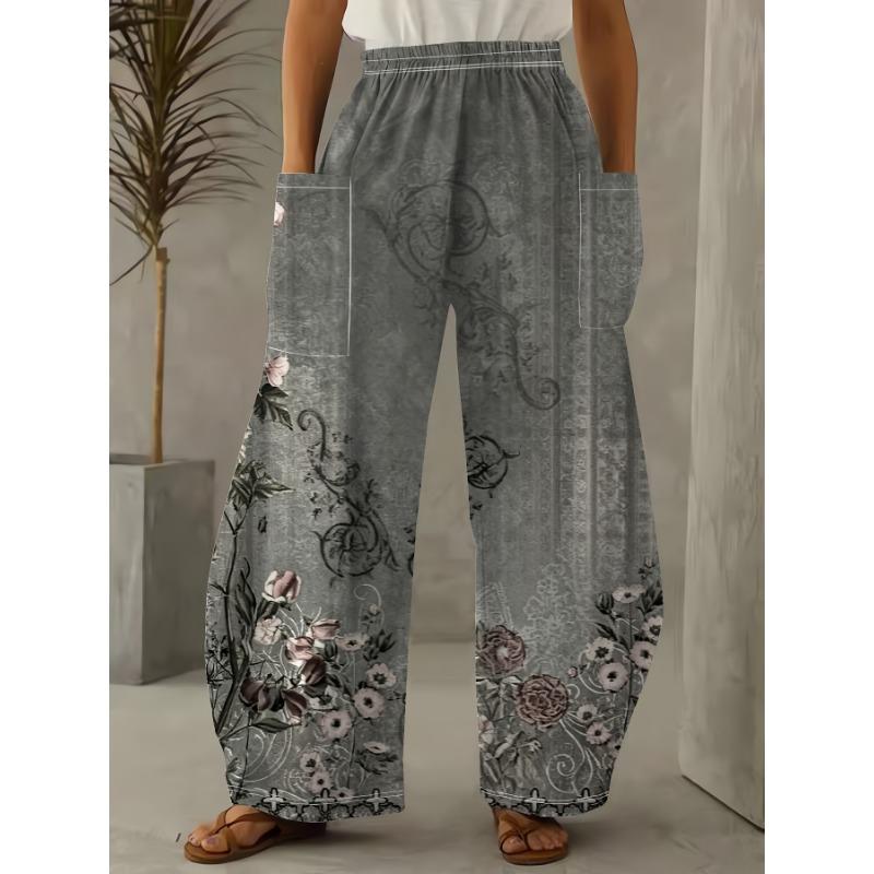 Everyday Casual Floral Print Loose Pants