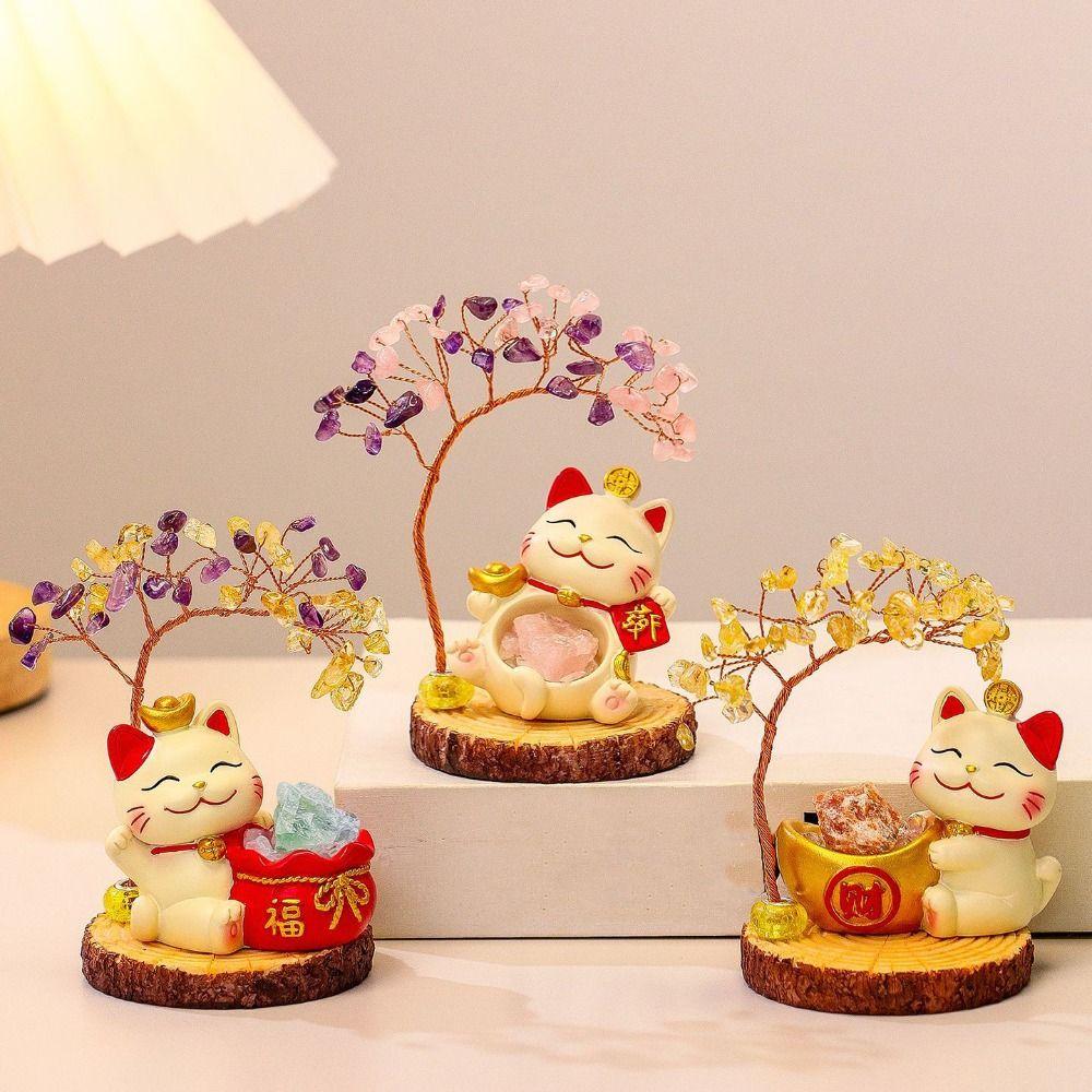 Phoenix Tailed Natural Crystal Crystal Tree Colorful Gravel Fortune Tree Energy Tree Desktop Ornaments