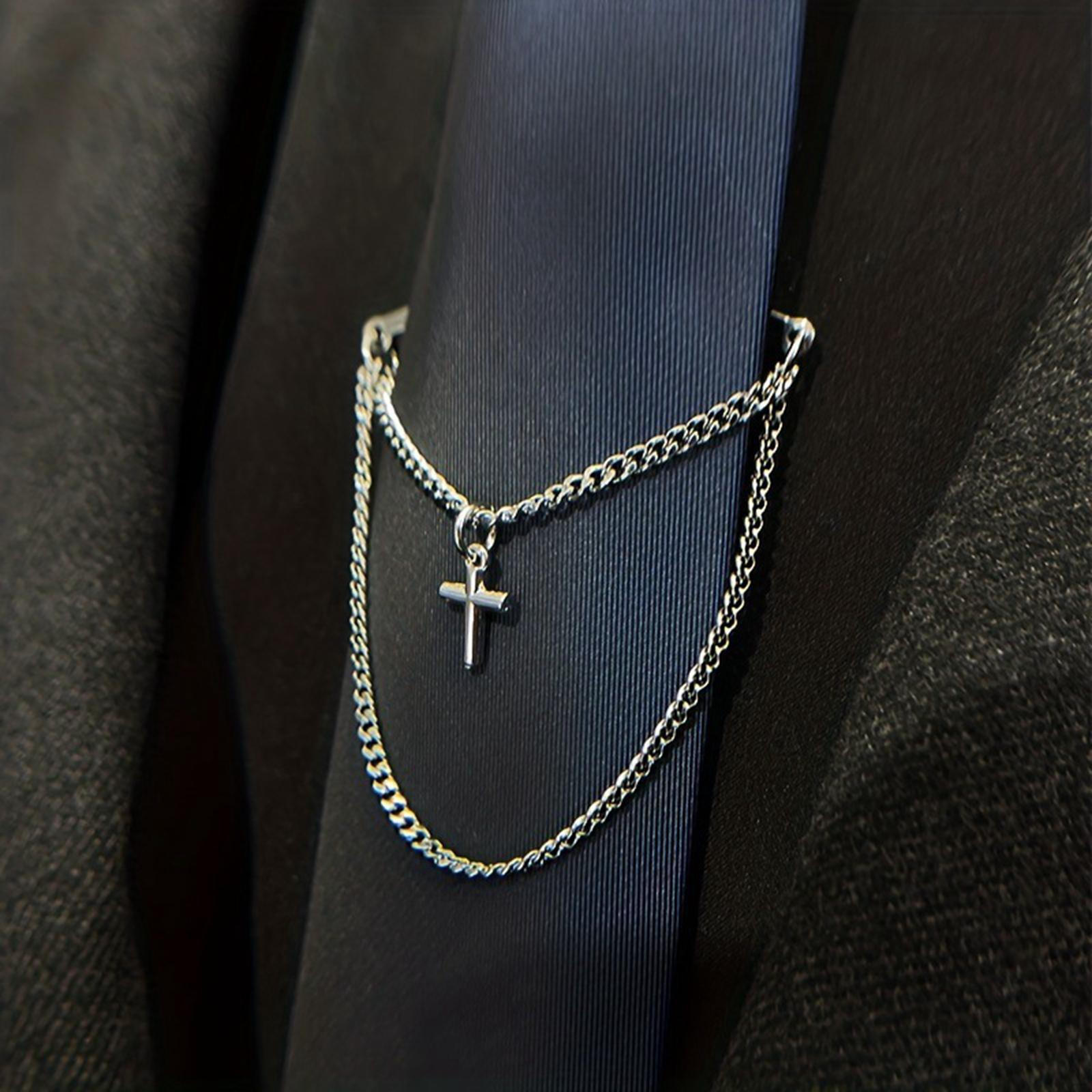 

Men's Tie Clip Fashion Jewelry Decoration Chain for Boyfriend Dad Formal Wedding срібний