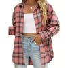 Vintage-Inspired Plaid Long Sleeve Shirt for Women - Blend, Button-Up, Machine Washable - Perfect for Fall & Spring