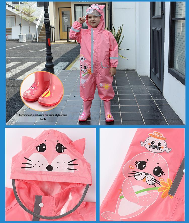 Children's Waterproof Footed Raincoat & Pants Set for Toddlers and Kindergarten Boys & Girls