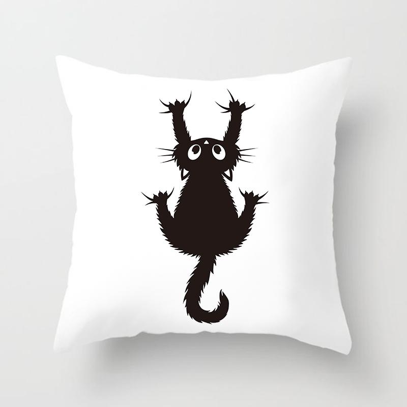 Skull Cat Black Home Decor Cushion Cover Naughty Sofa Car Decoration 45x45cm Pillowcase Square Polyester