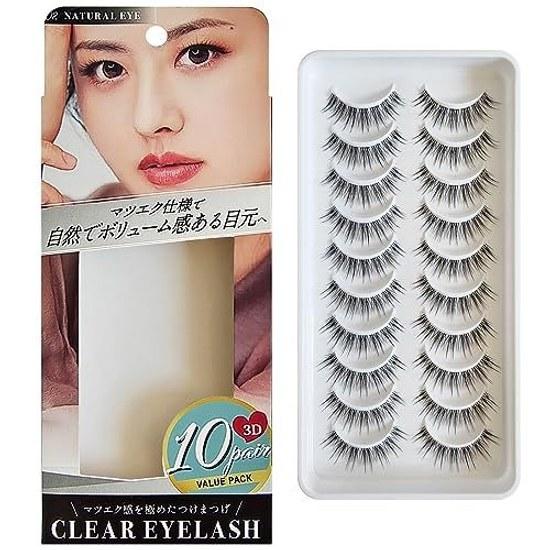 Clear Eyelash False Eyelashes Extensions Large Capacity 10 Pairs (Natural Type)