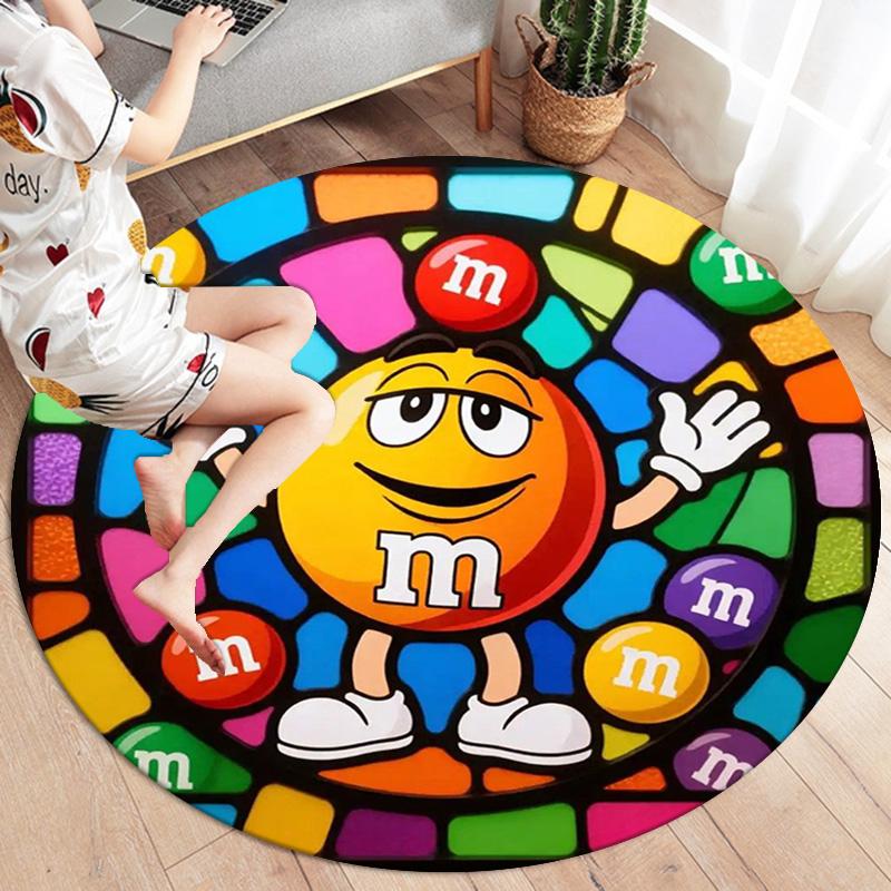 M&M's Round Area Rug,Carpet Rug for Living Room Bedroom Sofa Playroom Decor,Non-slip Floor Mat