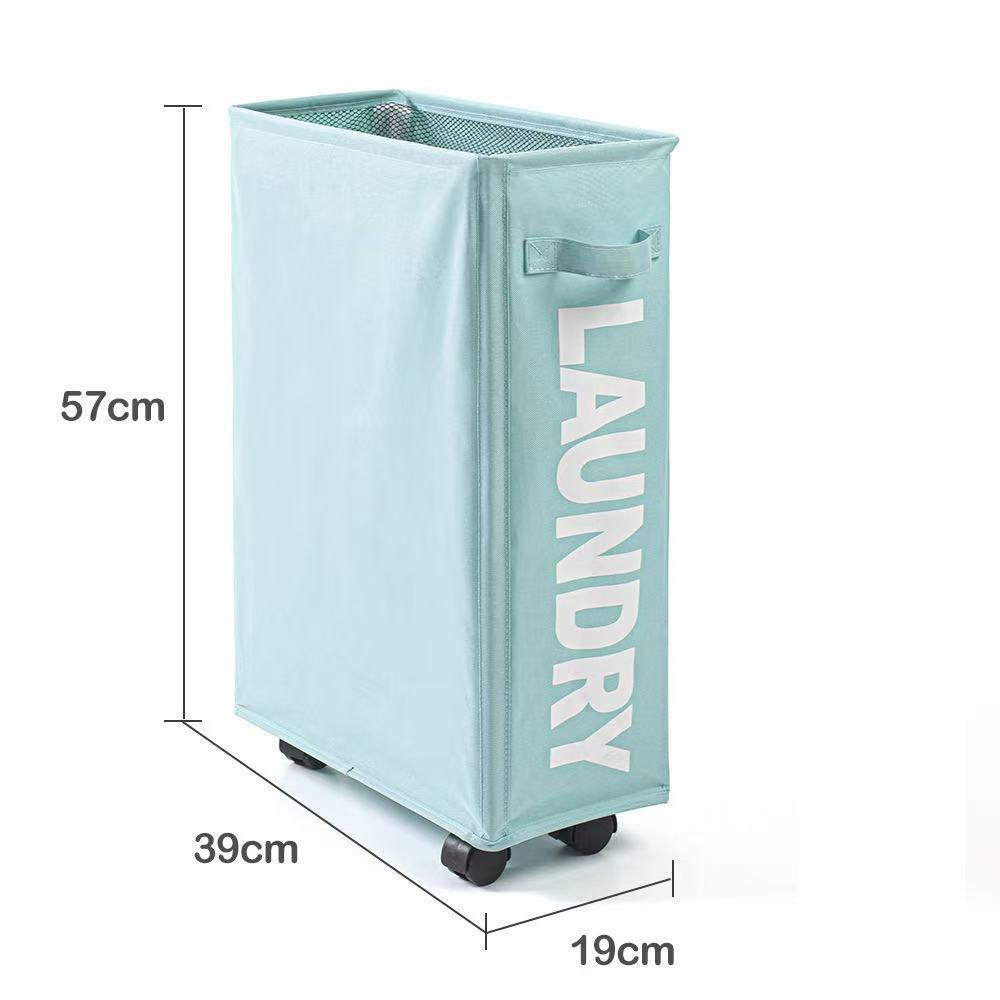 Oxford Cloth Folding Storage Basket with Wheels - Ideal for Laundry, Yoga Mats, and Household Items.