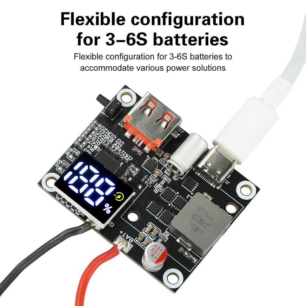65W Mobile Power Module Bidirectional Fast Charging DIY Circuit Board Dual Interface Type-C USB-A for 3-6S Battery