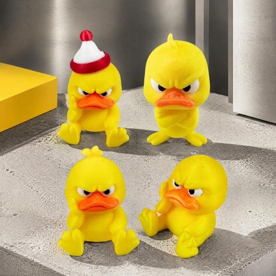 Personalized Desk Toy 3D Printed Angry Yellow Duck Ornament, Funny Gag Gift Decoration, Cute Miniature Figurine for Home Office Decor Animal