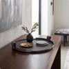 Tray with Handles Contemporary Circular Metal Decorative for Home Stylists, Interior Designers,